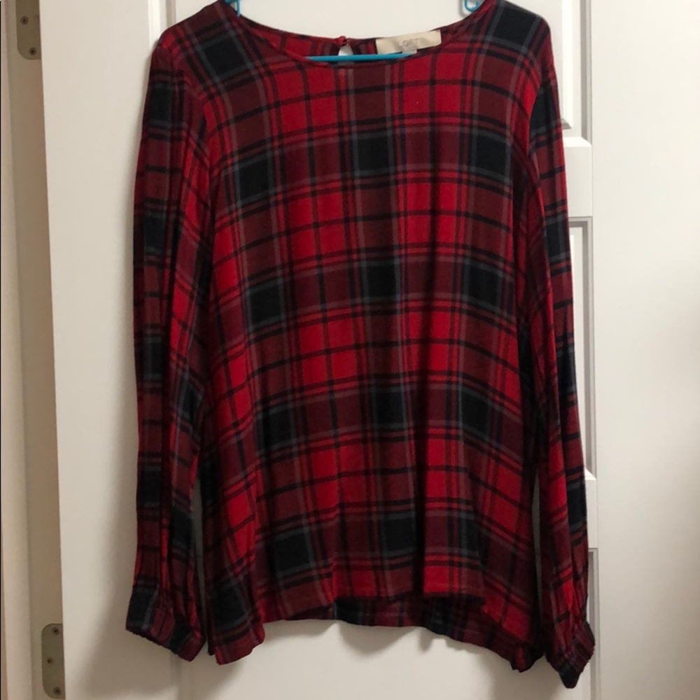 LOFT long sleeve plaid top